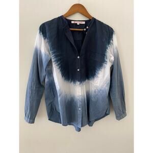 Tuckernuck Ro’s Garden Ciana Tie-Dye Buttondown Blue White Cotton Small EUC